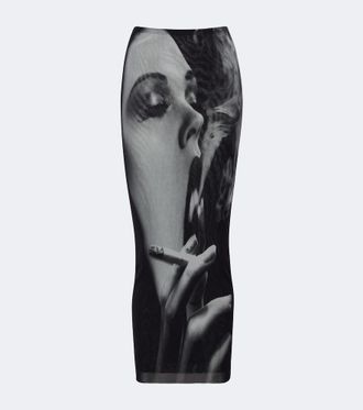 Jean Paul Gaultier Printed mesh midi skirt
