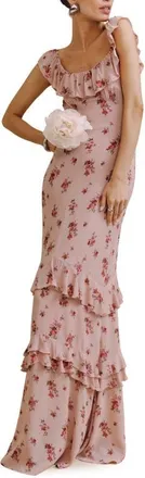 Reformation Tripoli Ruffle Tiered Maxi Dress in Tea Time at Nordstrom, Size 10