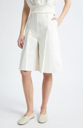 3.1 Phillip Lim Ghost Patch Lightweight Denim Bermuda Shorts in Tofu at Nordstrom, Size 10
