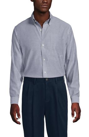 Lands End Big and Tall No Iron Supima Oxford Dress Shirt in Pale Periwinkle/navy Stripe at Nordstrom, Size 16.533