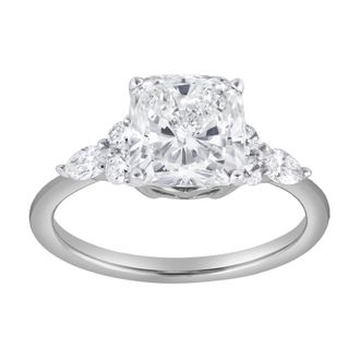 LuvMyJewelry Charlotte 14K Gold 2.8 Ct Cushion Lab Grown Diamond Engagement Ring in 14K White Gold at Nordstrom, Size 7