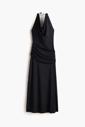 H&M Draped Halterneck Dress in Black at Nordstrom, Size X-Large