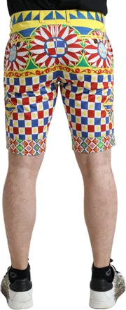 Dolce & Gabbana Multicolor Carretto Print Men Bermuda Shorts Cotton Elastane