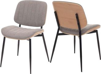 Hhg Juego De 2 Sillas De Comedor Hhg-203, Silla De Cocina Silla, Tejido De Madera Curvada (370 G/m&sup2;) Oeko-tex Mvg, Natural, Gris Claro