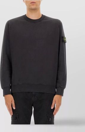 Stone Island ribbed hem long sleeve crew neck sweater