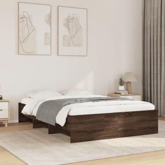 vidaXL Estructura De Cama Sin Colch&oacute;n Madera Marr&oacute;n Roble 140x190 Cm Vidaxl