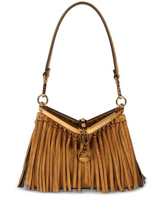 Etro small Vela fringing suede shoulder bag - Brown