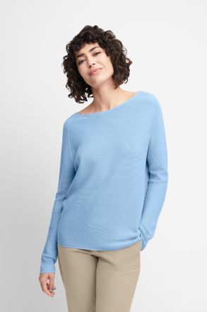 Cinque Strickpullover CINQUE CIELLA_LS, Damen, Gr. XXL (44), hellblau, Strick, Obermaterial: 100% Baumwolle, unifarben, regular fit normal, Rundhals, abgeste