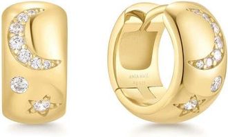Ania Haie Celestial Crystal Pav&eacute; Huggie Hoop Earrings in Shiny Gold at Nordstrom