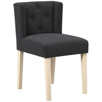 LPD Furniture Shay Winged Indoor Dining Chair without Arms - Linen Blend/Rubber Wood - L57 x W49 x H79 cm - Anthracite/Blonde - Partially Assembled