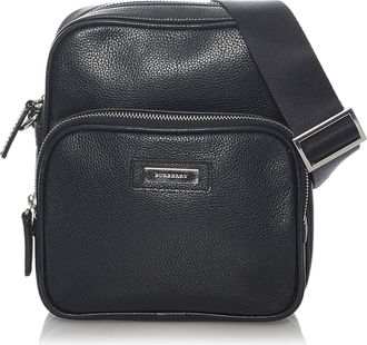 Burberry Pre-owned Womens Vintage Leather Crossbody Bag Black Calf Leather - One Size