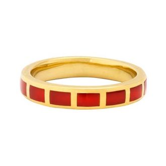 Jan Leslie Dash Ring Set In Sterling With 18Kt Gold Overlay in Red at Nordstrom, Size 7