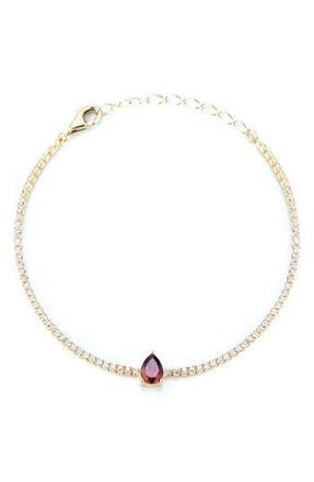 Sphera Milano 14K Gold Plated Sterling Silver Cubic Zirconia Tennis Bracelet in Gold/red at Nordstrom Rack