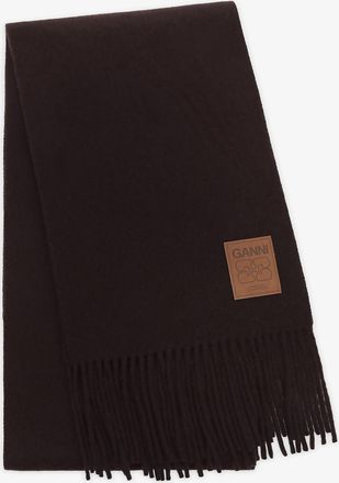 Ganni Brown Wool Knit Scarf