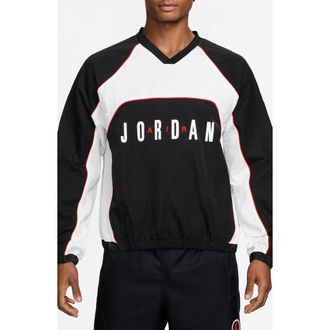 Nike Jordan Long Sleeve Warm Up Top in Black/White/Chile Red at Nordstrom, Size Xx-Large