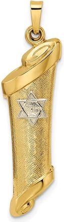 Diamond2Deal 14k Two-tone Gold Hollow Mezuzah and Star Pendant