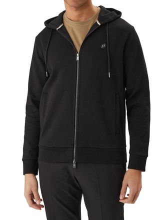 HUGO BOSS Black Zip-Up Hoodie with Drawstring Hood and Subtle Logo