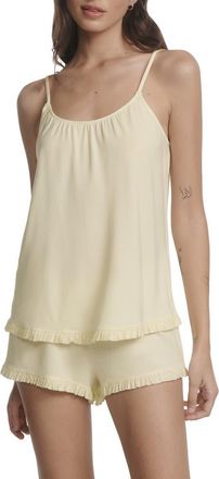 Eberjey Gisele Ruffle Trim Short Pajamas in Buttercream at Nordstrom, Size X-Small