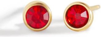 Mint & Lily Birthstone Bezel Studs in Gold-Tone /January Garnet at Nordstrom