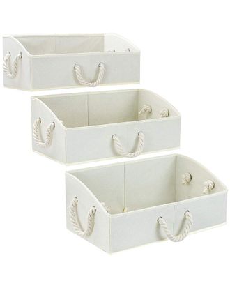 Sorbus Set Of 3 Fabric Storage Baskets With Cotton Rope