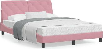 vidaXL Vidaxl - Cama Con Colch&oacute;n Terciopelo Rosa 140x190 Cm