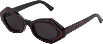 Marni Zwart Rood Zonnebril Unlahand Stijl - unisex - Zonnebrillen - Zwart - 53 MM - Accessoires