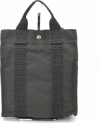 Herm&egrave;s Her Line Black Gray Nylon Canvas Backpack (Pre-Owned)