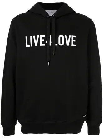 Ports V Hoodie met slogan - Zwart