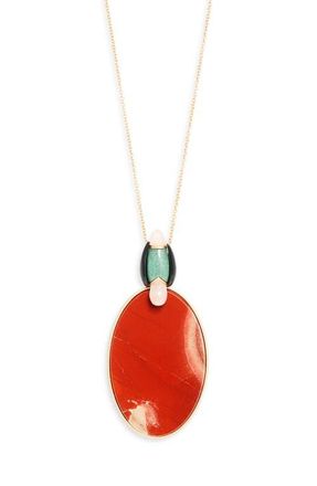 Zimmermann Plume Long Pendant Necklace in Gold/dark Red at Nordstrom