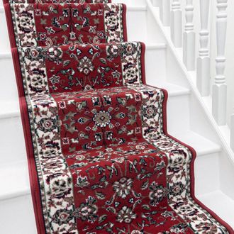 Runrug Stair Runner Carpet for Staircases - Soft & Comfy, 9mm - Traditional in Red | Size: 70 cm x 540 cm