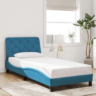 vidaXL Estructura Cama Con Cabecero Terciopelo Azul 90x190 Cm Vidaxl