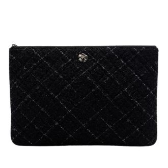 Chanel Pre-owned Clutches, female, Black, Size: ONE SIZE Pre-owned Vintage Quilted Tweed and Lambskin Clutch
