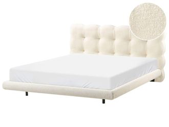 Beliani Cama matrimonial de tejido blanco 160x200