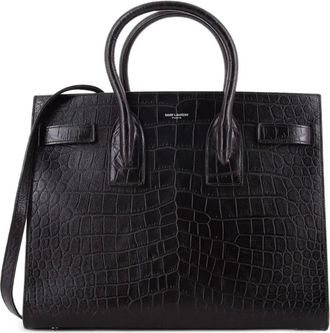 Saint Laurent Sac de Jour NM Bag Crocodile Embossed Leather Small satchel - Zwart
