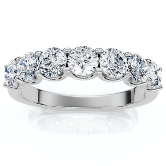 Pompeii3 1Ct TW Diamond U Prong 7-Stone Wedding Ring 14k Gold or Platinum Lab Grown