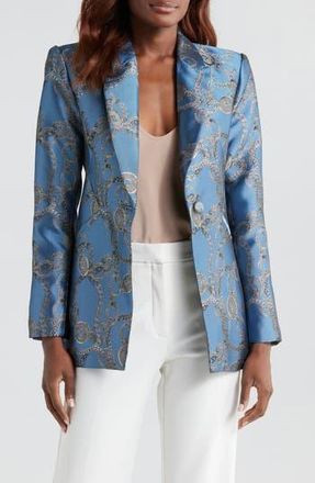 L'agence Sheila Structured Satin Blazer in Blue Horizon/Silver Good Luck at Nordstrom Rack, Size 00