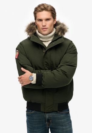 Superdry Steppjacke SUPERDRY EVEREST FAUX FUR BOMBER JACKET, Herren, Gr. XXL, surplus goods olive gr&uuml;n, Web, Obermaterial: 100% Polyester, unifarben, relaxed f