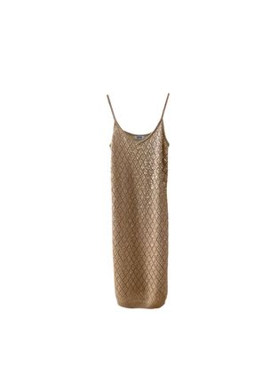 Moschino Beige sequinned pointelle knit cami dress Size 38