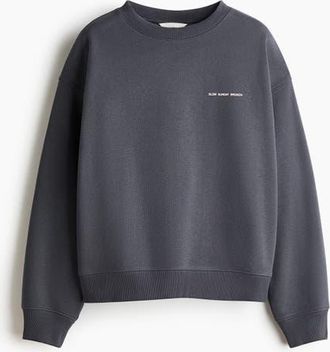 H&M Text-motif Sweatshirt in Dark Gray/brunch at Nordstrom, Size X-Large