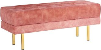 Beliani Banco Tapizado Decorativo Glamuroso Patas De Metal Dorado Estampado Liso Terciopelo Rosa Roseville