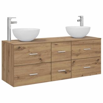 vidaXL Juego De Muebles De Ba&ntilde;o 3 Uds. Roble Artisan 49,5 X 35 X 63 Cm Vidaxl