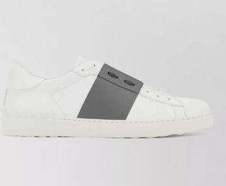 Valentino Garavani leather open sneakers grey band detail