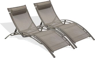 DCB Garden Dcb Garden - Cl76 - Lote De 2 Tumbonas De Aluminio Y Lona Plastificada
