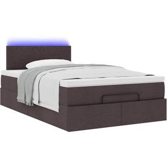 vidaXL Estructura De Cama Otomana Colch&oacute;n Tela Marr&oacute;n Oscuro 120x190cm Vidaxl