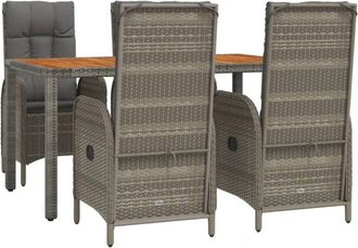 vidaXL Set Comedor De Jard&iacute;n 5 Piezas Con Cojines Rat&aacute;n Sint&eacute;tico Gris Vidaxl