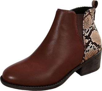 Generic Womens Autumn Winter Fashion Ankle Boots Leather Slip On Casual Wear Solid Color Design Timeless Comfortable Footwear For Daily Outings (Brown, 4.5)