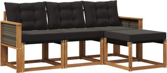 vidaXL Conjunto De Sof&aacute;s De Exterior 4 Uds. Natural Y Negro Vidaxl