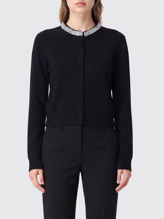 Pinko Cardigan in misto lana a girocollo con applicazione di cristalli