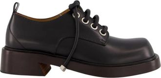Alexander McQueen Zwarte leren vierkante neus Derby schoenen - Heren - Veterschoenen - Zwart - 40 EU - Leer - Schoenen