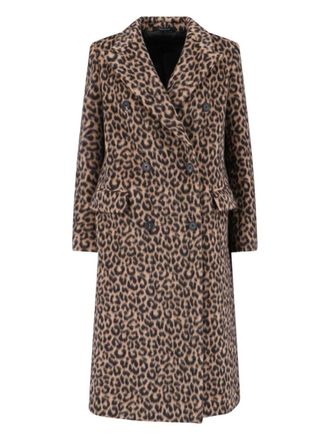 Tagliatore Jole Coat Midi Double-Breasted - Brown Animalier
